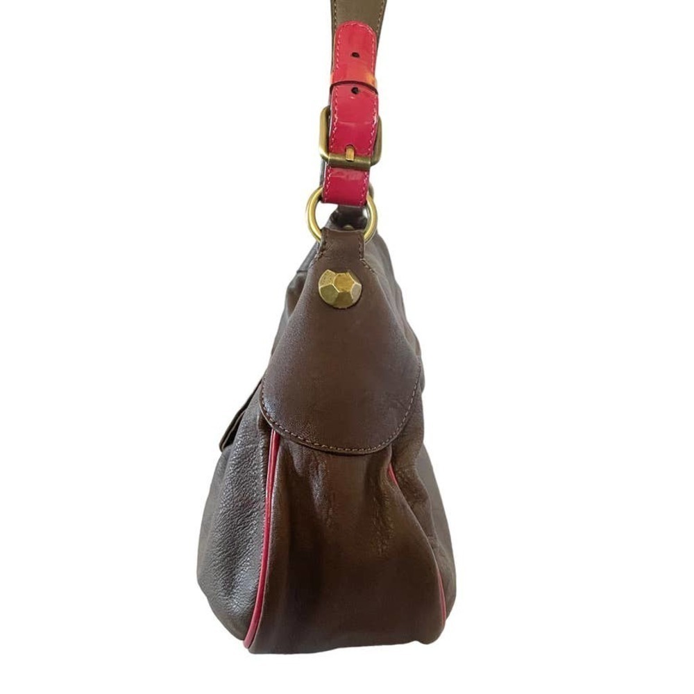 Moschino Cheap and Chic Brown Leather Studded Flower Hobo Handbag Purse - Picture 9 of 11